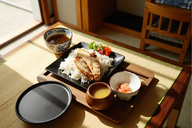Washoku set meal with rice, soup and side dishes